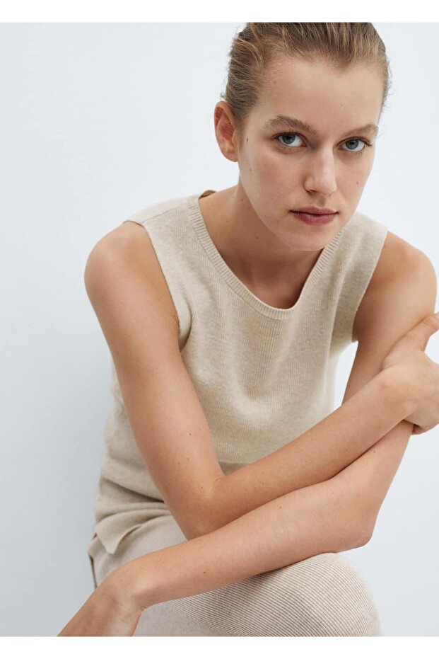 Pamuklu Keten Triko Bluz - 6