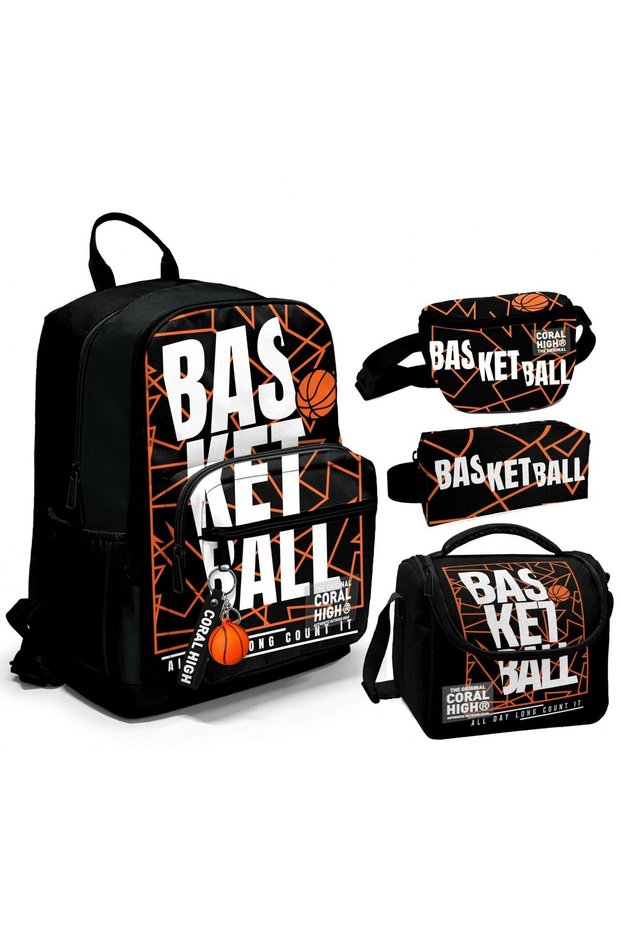 Black Basketball Bag Set and Waist Bag for Boys - Primary/secondary School