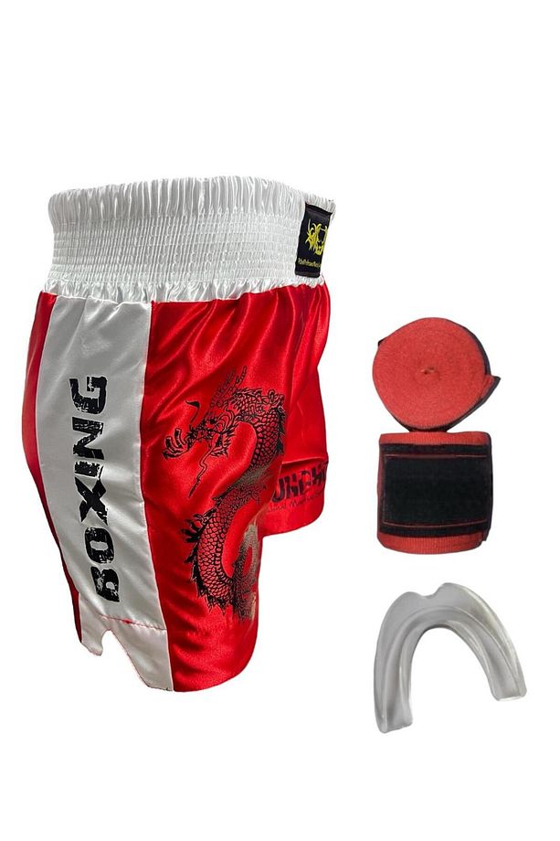 Kickboks Şortu Silikon Dişlik ve 3,5 Metre Bandaj Kick Boks Üçlü Set - 1