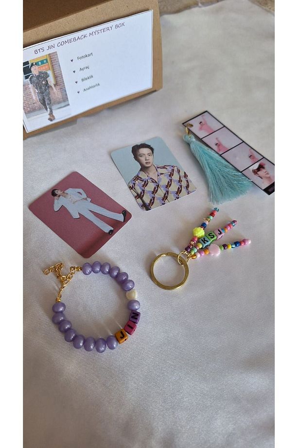 BTS Seokjin Jin come back asker dönüşü kutusu mystery box kolye bileklik anahtarlık bts - 5