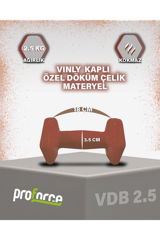 Vdb Dışı Vinil Kaplı Içi Çelik Döküm Ağırlık Dambıl 2,5 Kg -tek Adet - 2