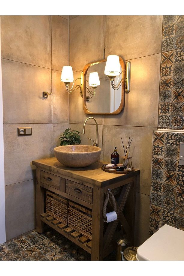 Masif Ahşap Dresuar Banyo Dolabı - 2