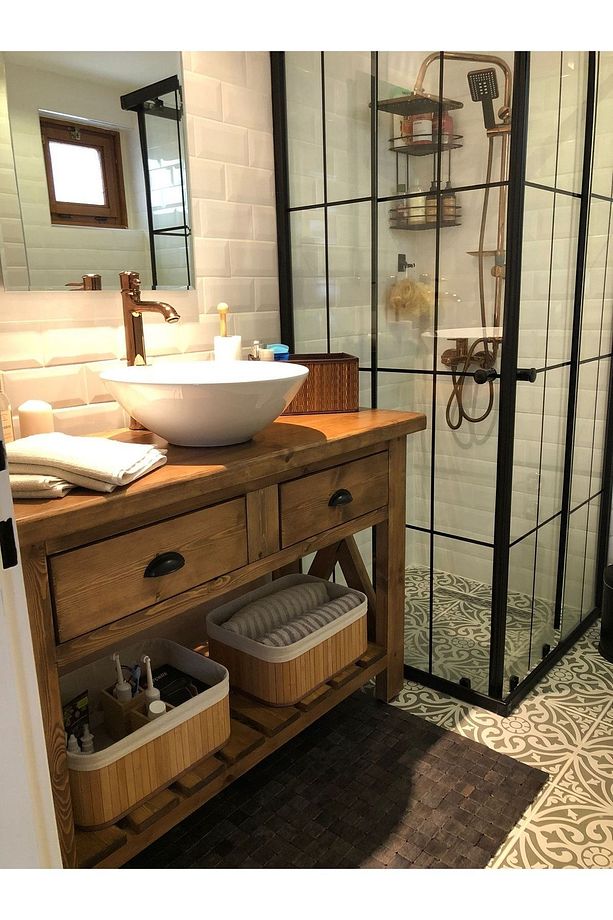 Masif Ahşap Dresuar Banyo Dolabı - 7