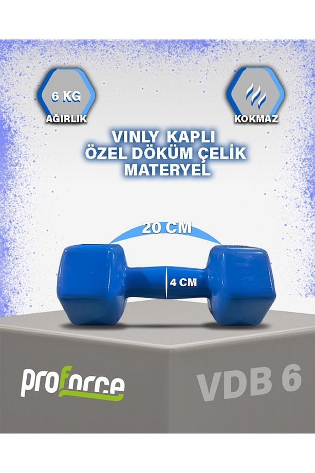 Vdb Dışı Vinil Kaplı Içi Çelik Döküm Ağırlık Dambıl 6 Kg -tek Adet - 2