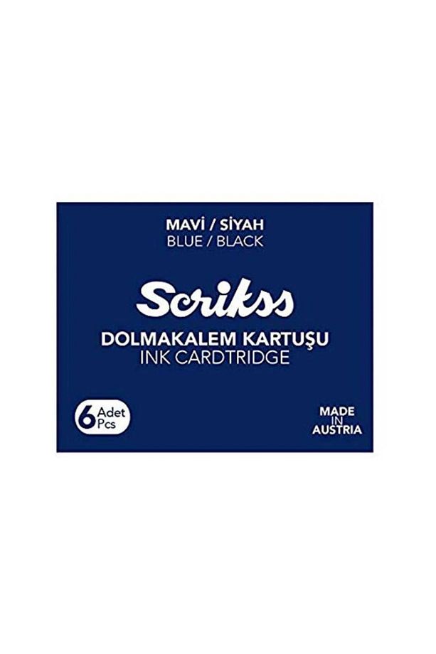 Dolma Kalem Kartuşu Mavi Siyah 6'lı Paket - 1