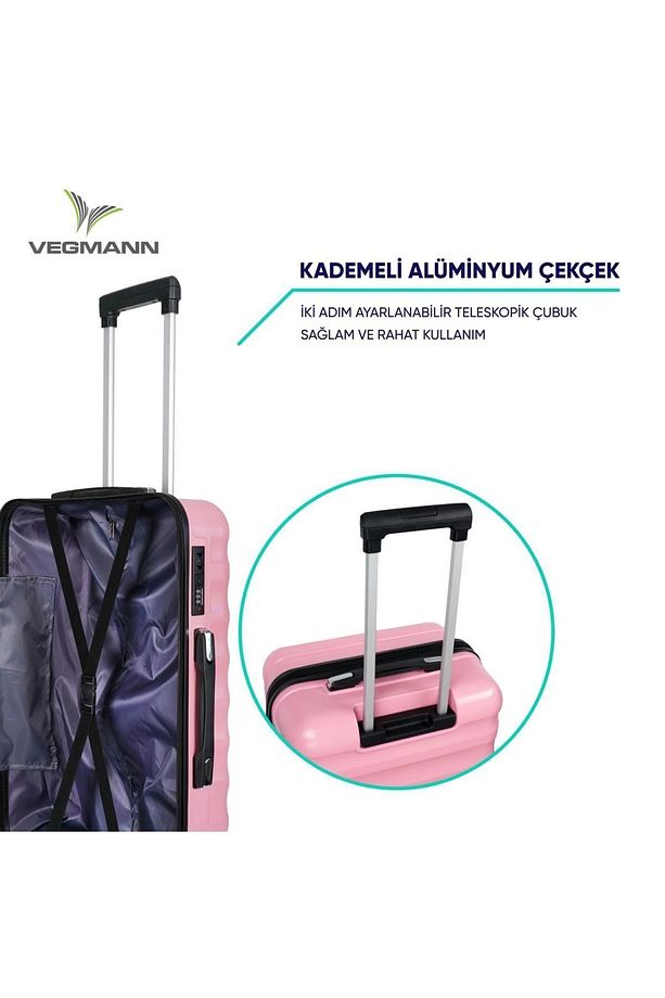 Vegmann Delphin Kırılmaz Dayanıklı 3'lü Valiz Seti & Bavul Seti - 9