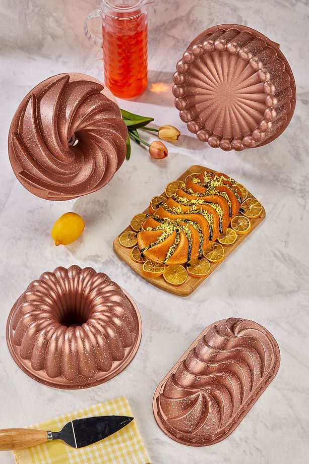 Granit Döküm Kek Kalıbı Seti 4 Farklı Model Kek Kalıbı Çeyiz Seti Tart Turta Seti - 3
