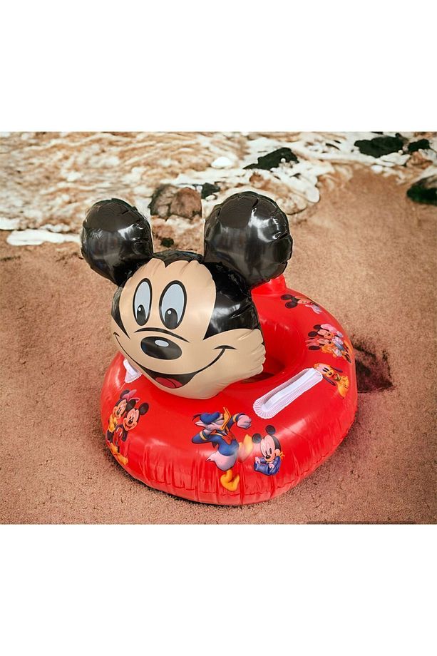 Tutunmalı ve Oturmalı Simit Disney Mickey Mouse Figürlü Bebek Çocuk Deniz Havuz Yüzme Simidi - 1