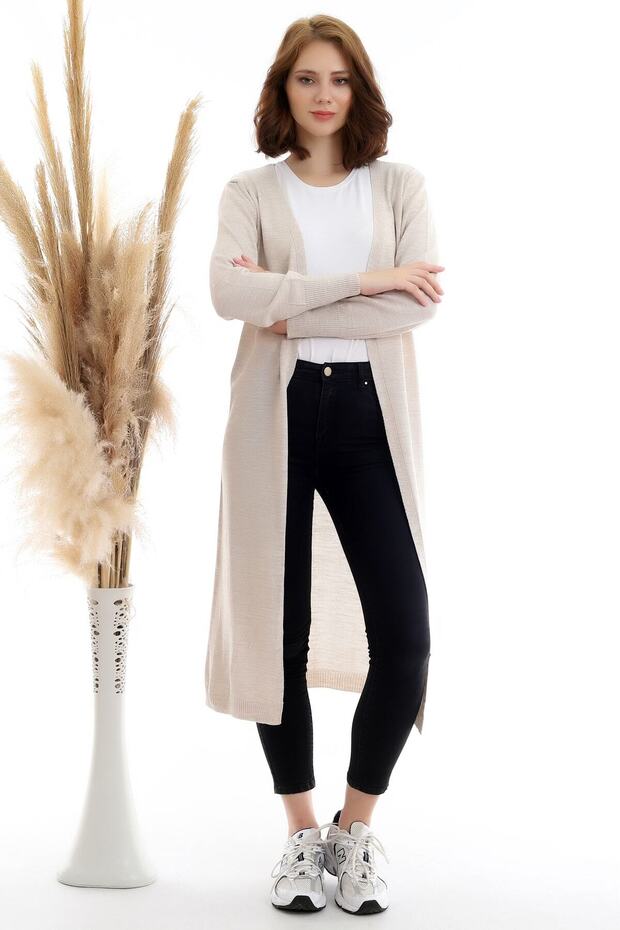 Women's Stone Seasonal Long Knitwear Cardigan