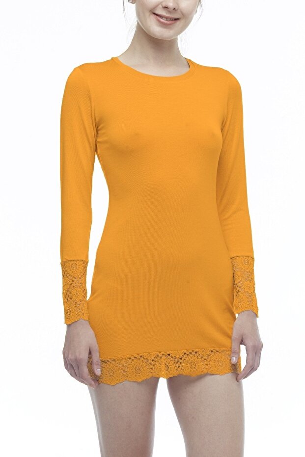 Women's Modal Long Sleeve Tunic Lace Top -2238