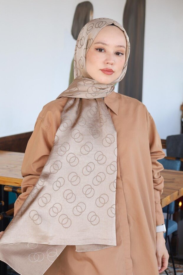 Cotton Jacquard Ring Patterned Shawl - 1