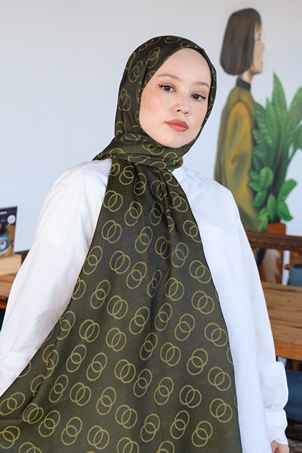 شال منقوش بحلقة جاكار قطنية - 1