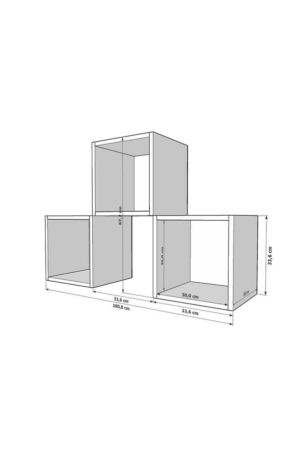 Eva 3 Raflı Modern Beyaz Duvar Rafı - 6
