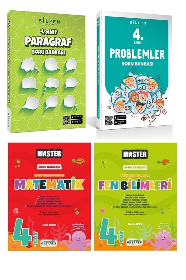 Bilfen 4.sınıf Problemler Paragraf Soru Bankası Okyanus Master Matematik Fen Bilimleri Soru Set 2023 - 1