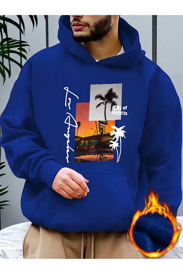 سويت شيرت بغطاء للرأس مطبوع عليه لوس أنجلوس