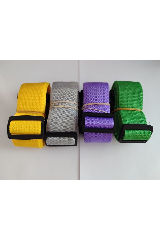 4 Color 4 Pieces Luggage Belt - Yellow, Gray, Purple and Green, 4 Cm Total