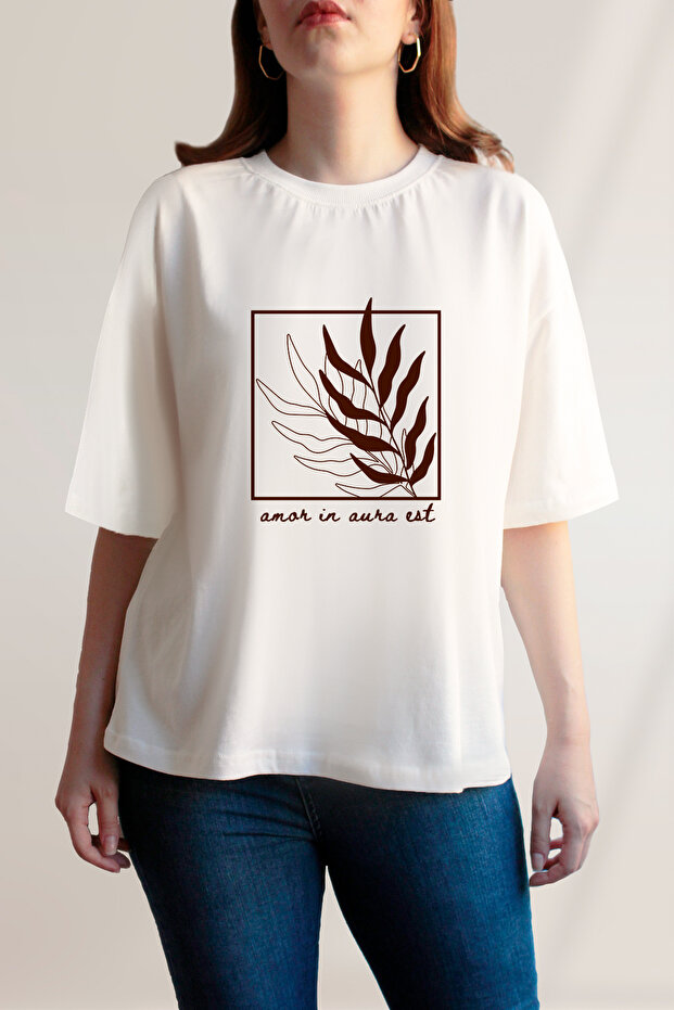 Women's Printed Amor Floral Oversize T-Shirt