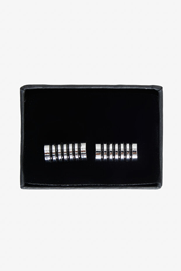 Erkek Siyah-Gri Metal Kol Düğmesi - 1