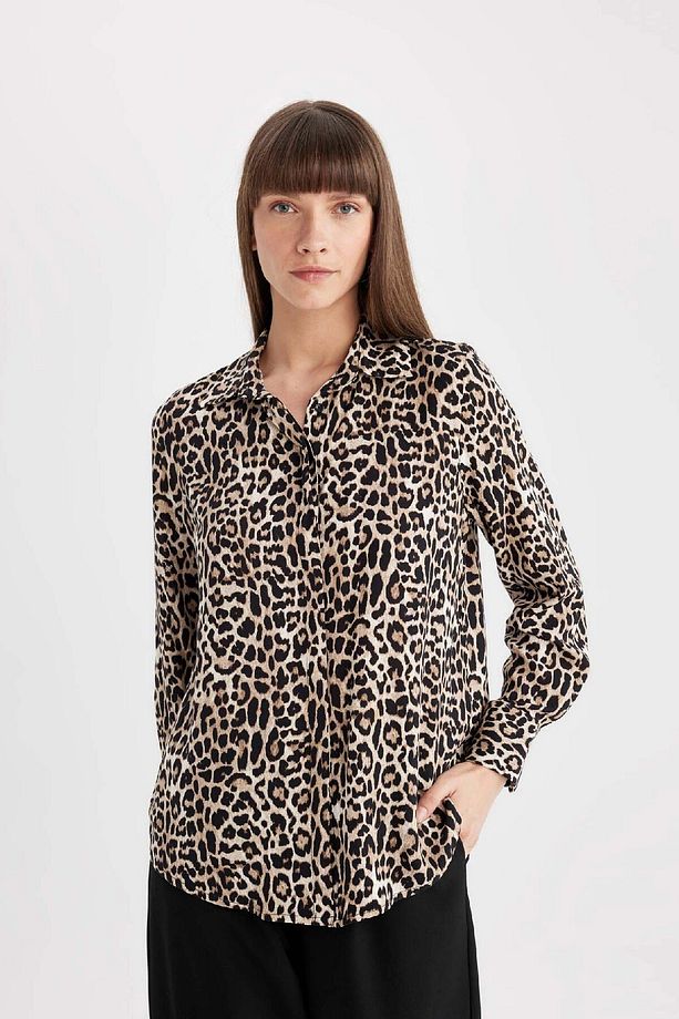 Regular Fit Leopar Desenli Uzun Kollu Gömlek I8266az24au - 3