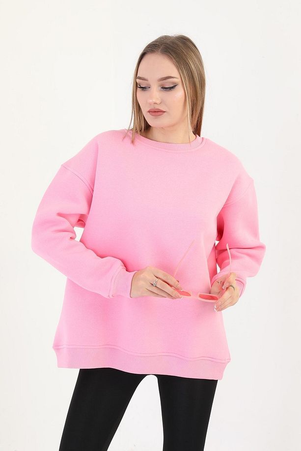 Bisiklet Yaka Oversize Sweetshirt - 1