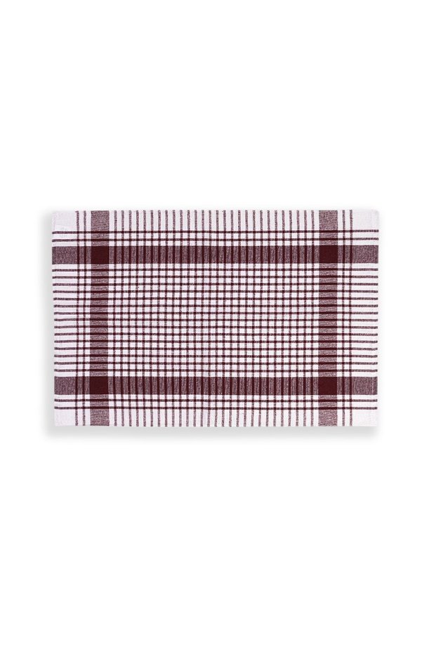 Cotton Burgundy Colored Petite Checked 4-Piece Tea Towels, Lunch Cloth, Serving Napkin