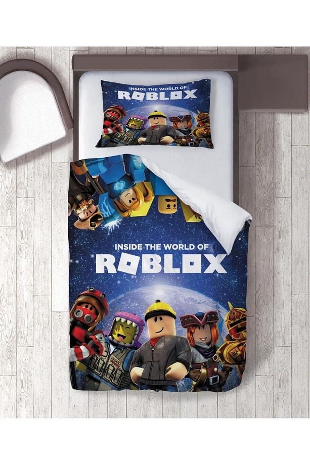 Tek kişilik ROBLOX desenli 3D dijital nevresim takımı - 1