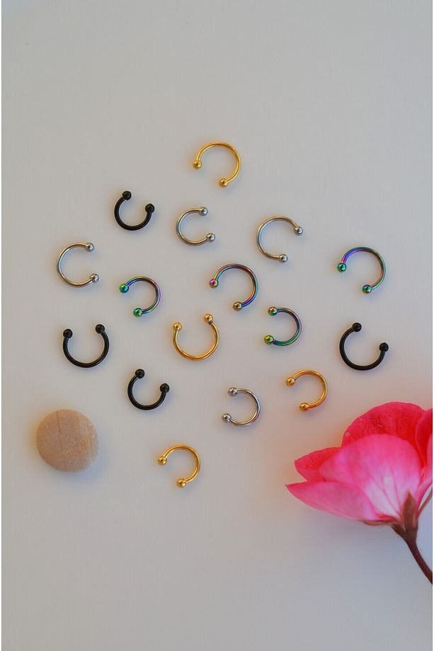 Minik Toplu Paslanmaz Çelik Piercing Tragus Helix Lob Burun Dudak - 6