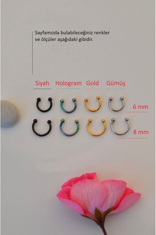 Minik Toplu Paslanmaz Çelik Piercing Tragus Helix Lob Burun Dudak - 4