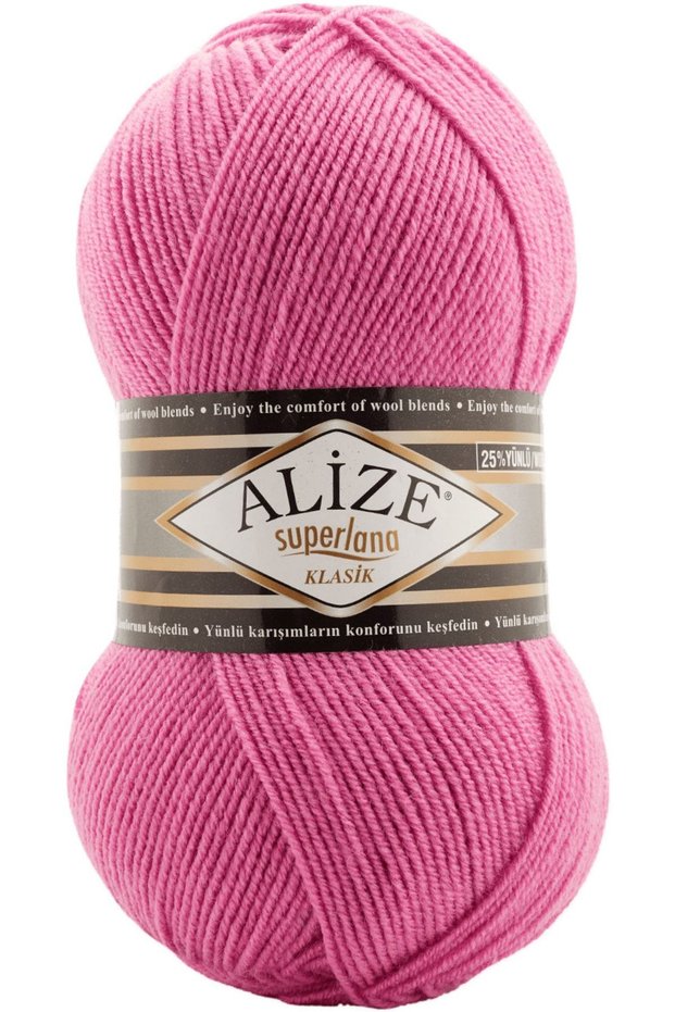 Superlana Classic Hand Knitting Yarn Wool Color Code:178-Dark Pink