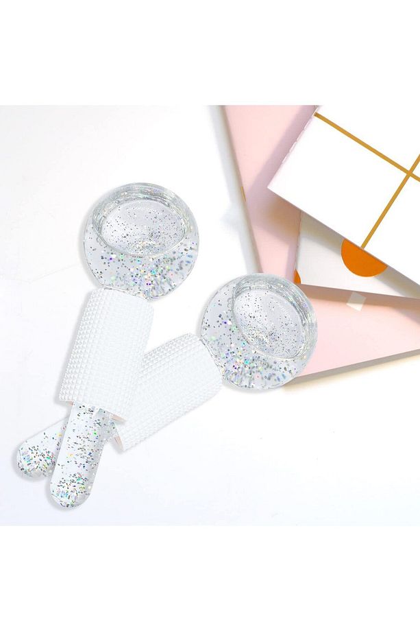 Ice Globes Buz Küresi Soğuk Masaj Topu 2 Adet Ve Pembe Kuvars Face Roller &Pembe Kuvars Kalp Gua Sha - 4