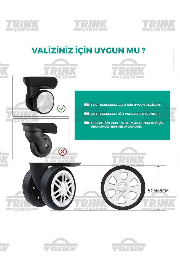 Silikon Bavul Valiz Tekerlek Koruyucu 8 Adet ( Siyah ) - 5