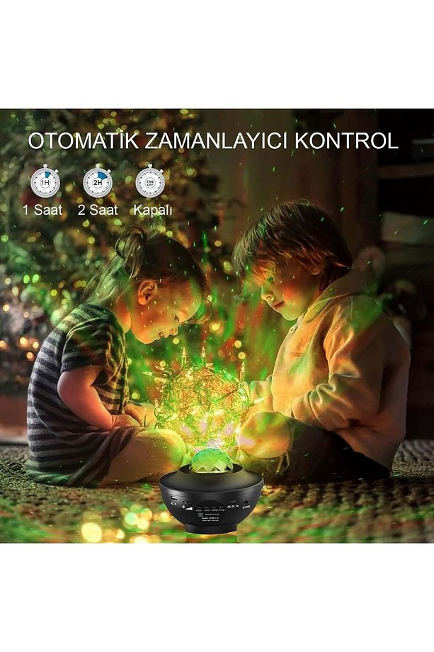 Led Yıldız Bluetooth Hoparlör Usb Projektör Okyanus Dalgası 21 Modlu Gece Lambası - 4