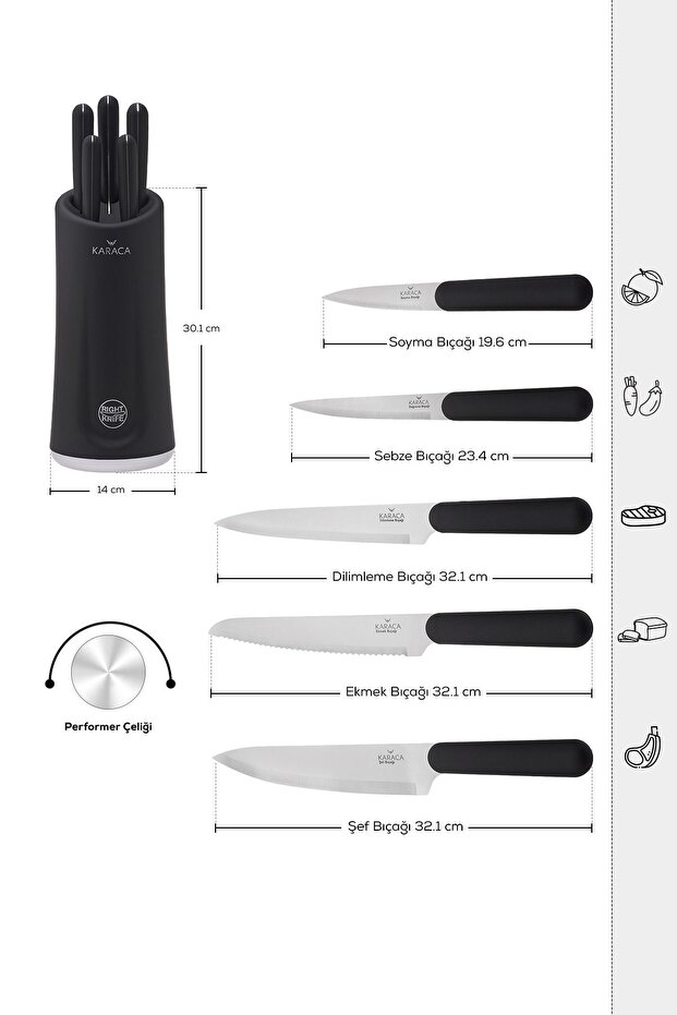 Right Knife Soft Touch 6 Parça Bıçak Seti - 3