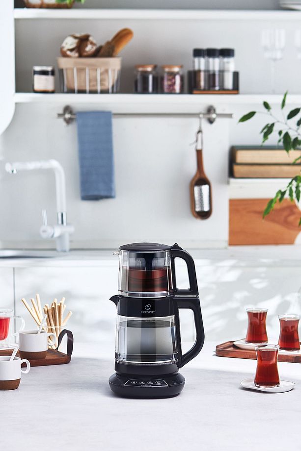 Çaysever 3 in 1 Konuşan Renkli Camlı Çay Makinesi Graphite - 3