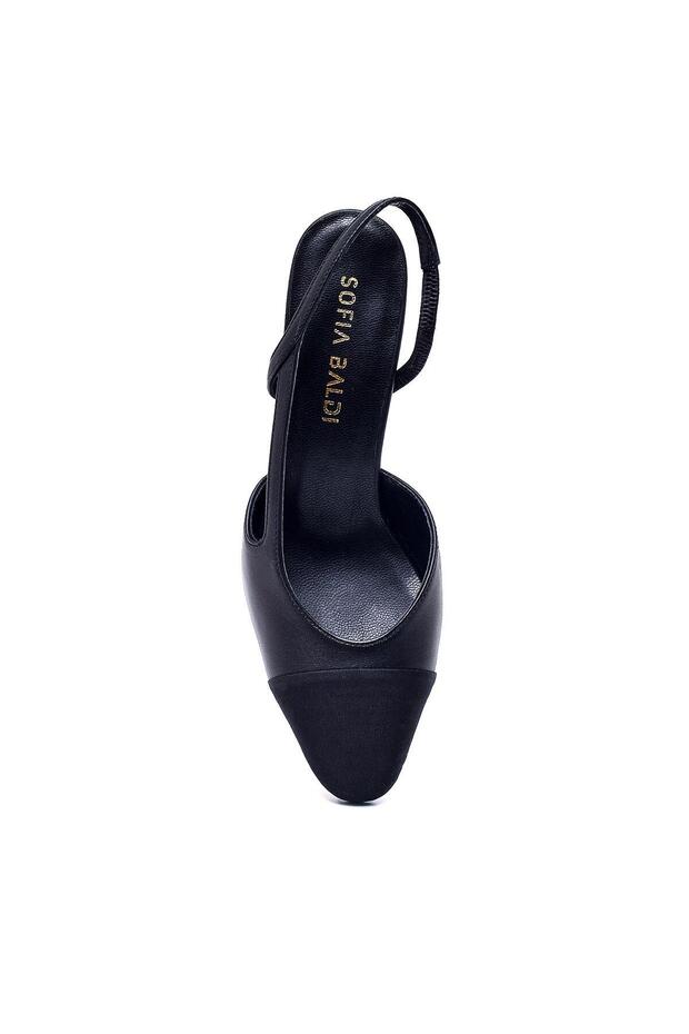 Solıd Siyah Deri Kadın Kalın Topuk - 3