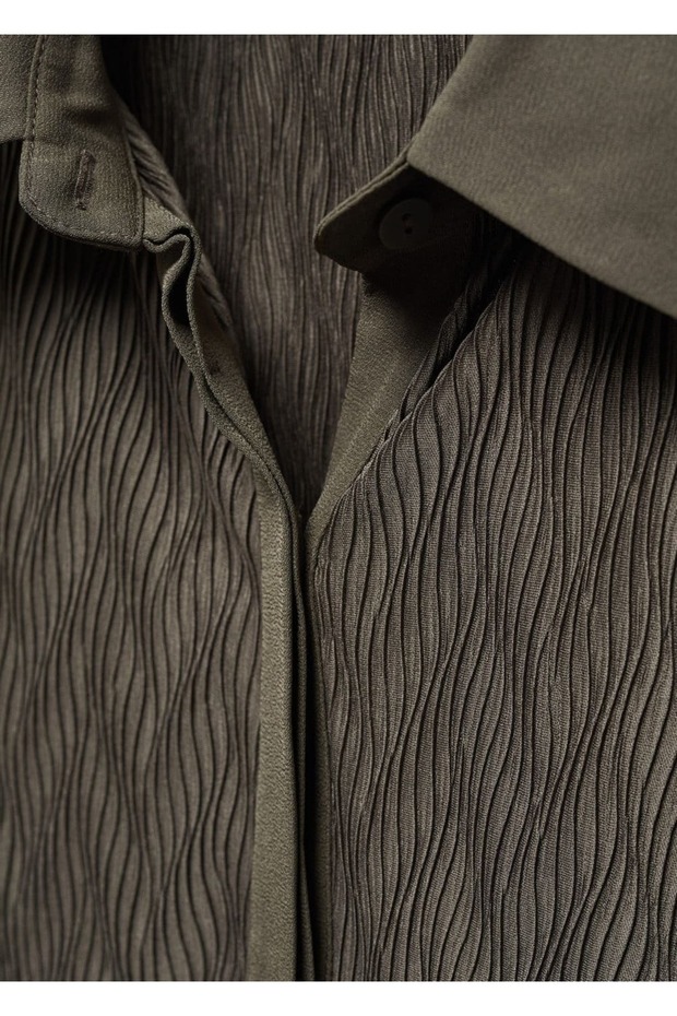 Dokulu düğmeli gömlek - 6