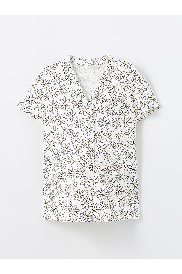 Gömlek Yaka Çiçekli Kısa Kollu Hamile Pijama Takımı - 6