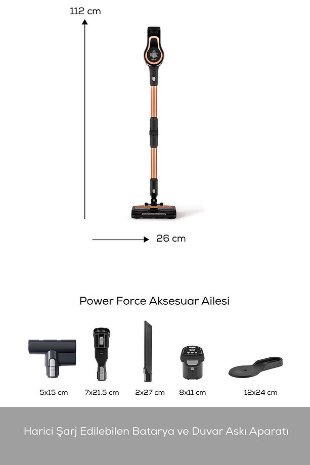 Vantuz Power Force Pro 2 In 1 Şarj Edilebilir Dik Süpürge Matte Black Bronz - 3