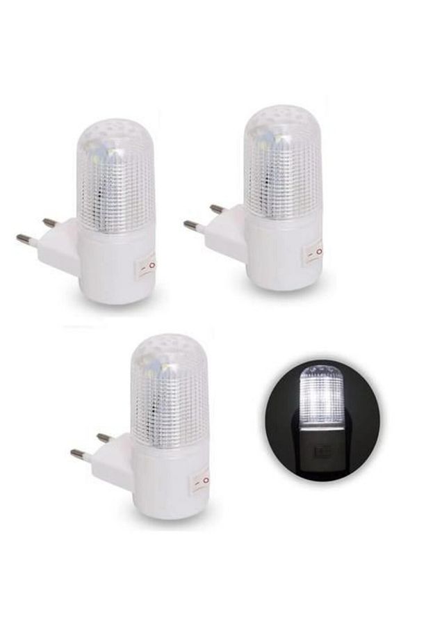 5 Adet 1 Watt Beyaz Işık, Çok Kaliteli, Fişli, Aç - Kapa Düğmeli Gece Lambası, 8 Cm Gece Lambası - 7