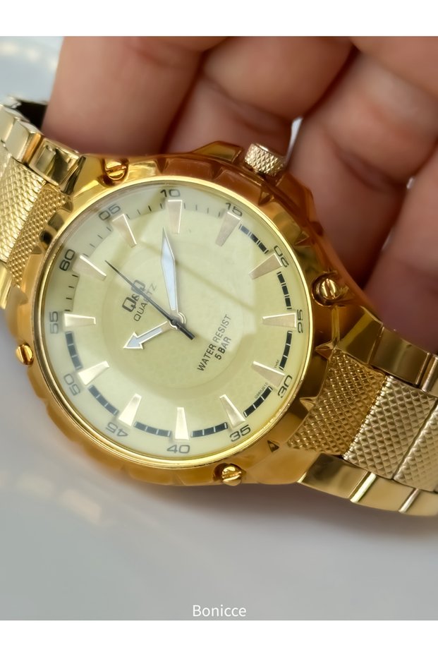 Brand Waterproof, 2 Year Warranty Yellow Color Steel Cord Men Wristwatch+Rosary Bracelet