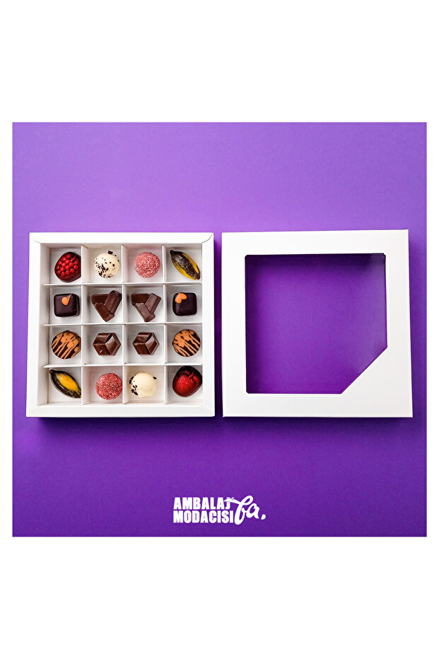 Chocolate Box ( 10 Adet ) 2020 Model 16 Gözlü Çikolata Kutusu ( 21x21x3,5 Cm ) - 5