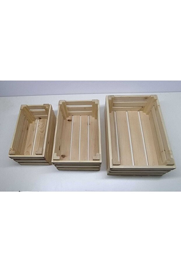 Üçlü Ahşap Kasa Seti - 4