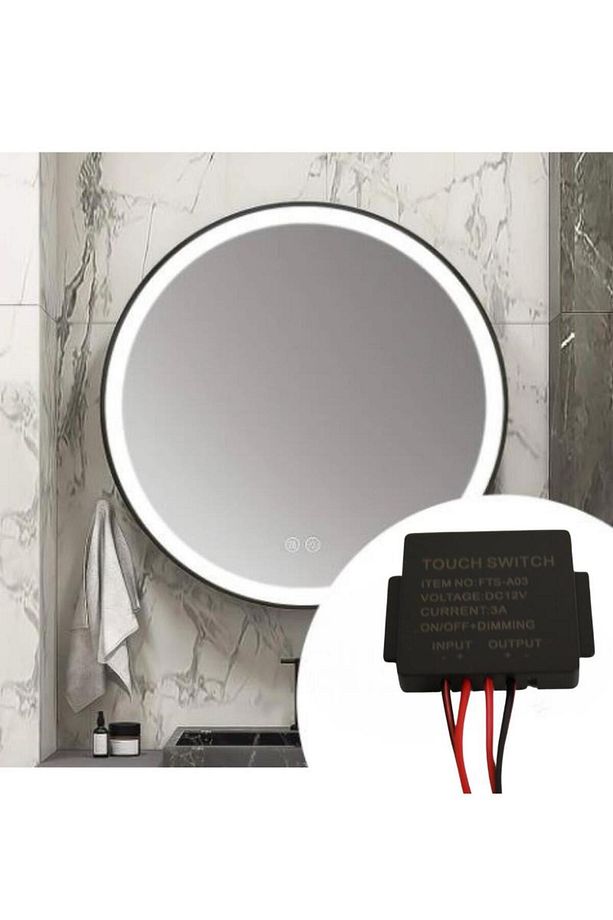 12 Volt 3 Amper Dokunmatik (Touch) Ayna Arkası Sensör Siyah Ayna Lambası Banyo Aynası Mobilya Sensör - 5
