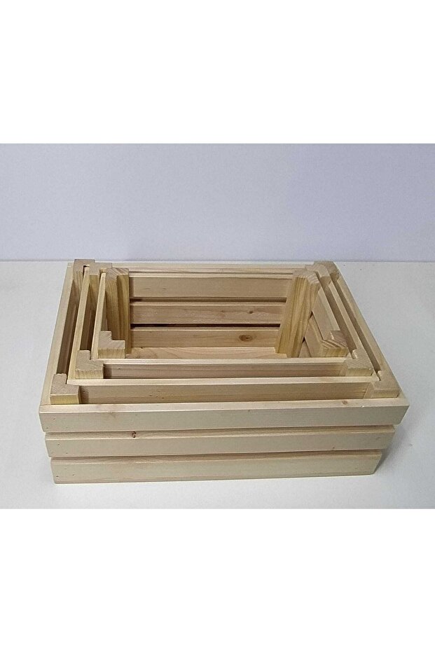 Üçlü Ahşap Kasa Seti - 1