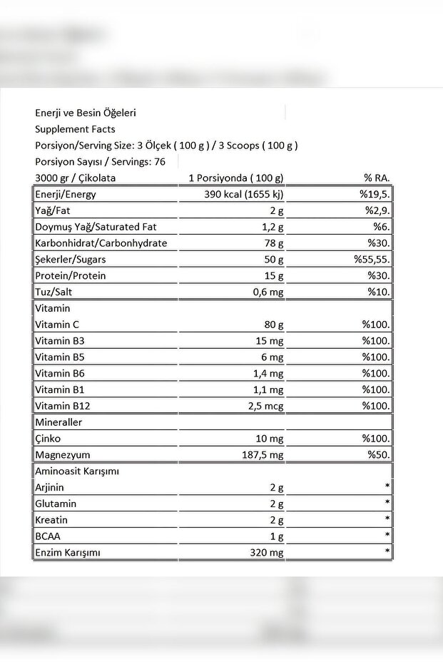 BCAA 300 GR / MASS GAİNER 2000 GR - 3