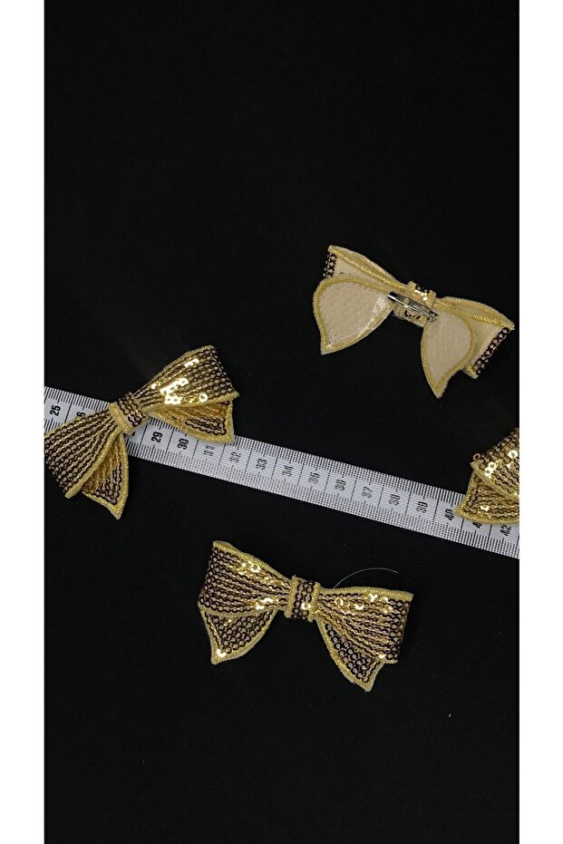 Bow Yellow Sequin Locking Pin 5 Pieces - 1