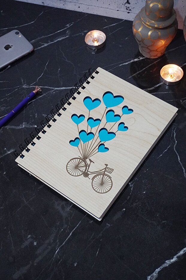 A5 School Notebook - Bicycle and Balloon Pattern, Unlined - Daily Use - 1
