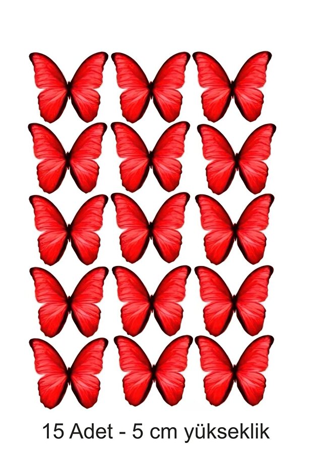 Red Butterfly 15 Pieces 6 cm 4 cm Edible Pastry Decoration Cookie Cupcake Sugar Pastry Paper Print