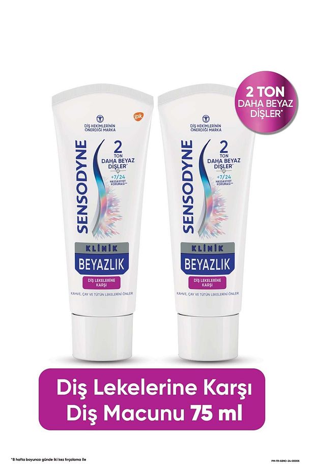 Klinik Beyazlık Çay, Kahve ve Tütün Lekelerine Karşı Diş Macunu 75ml x 2 Adet - 1