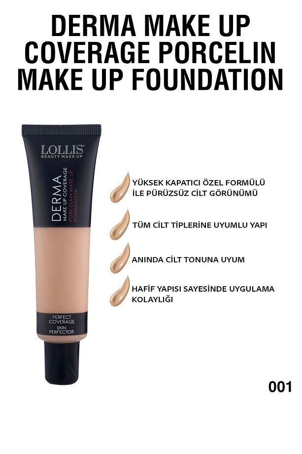 Derma Make Up Coverage Porcelain Make Up Foundation / Derma Yüksek Kapatıcı Porselen Fondöten 001 - 3